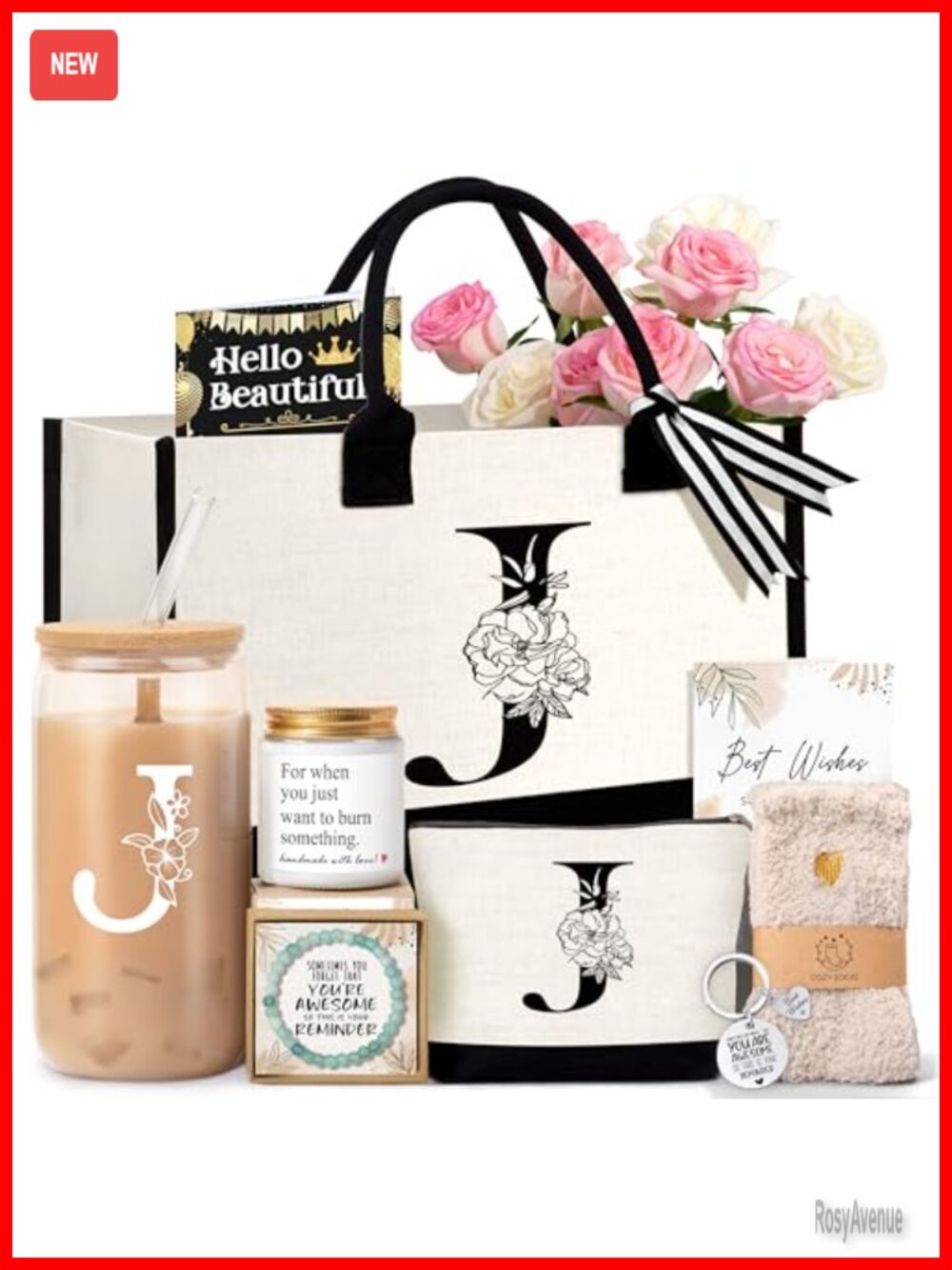 Monogrammed Canvas Tote Bag Set for Women, Personalised Birthday Gift